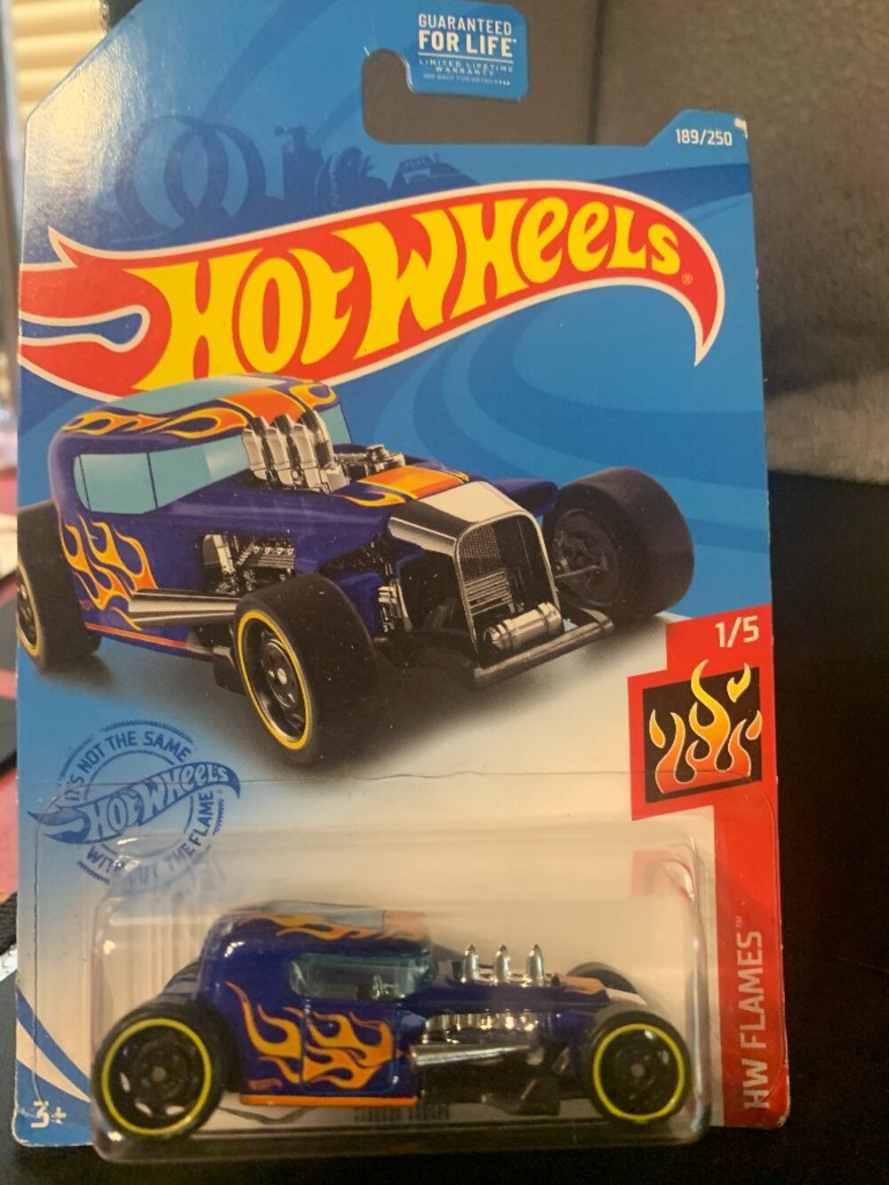 1:64 HW Flames Blue Mod Rod Vehicle in package